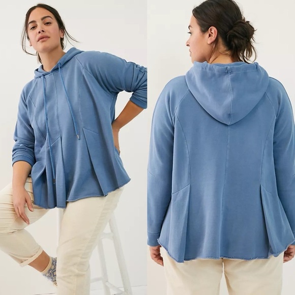 Anthropologie Tops - Pilcro by Anthropologie Flynn Blue Peplum Hoodie Size Large